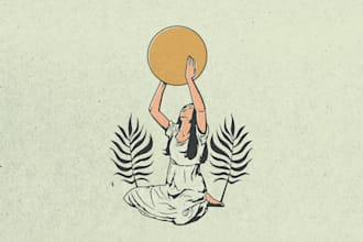create vintage retro line art illustration