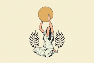 create vintage retro line art illustration