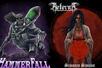 create detailed dark, horror, metal, creepy art illustration