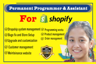 be permanent programmer or assistant for your shopify store