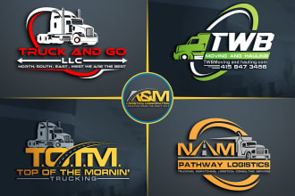 do modern transport logistics or trucking business logo