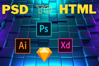 convert PSD to HTML, xd to hmtl, sketch to HTML fully responsive