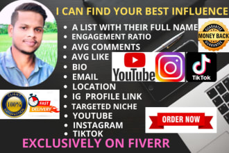 find best instagram,  youtube, tiktok influencer research
