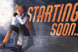 draw custom cute offline, brb, starting soon twitch screen