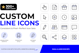 design custom vector line icon sets for apps and websites