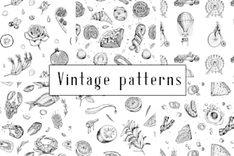draw a vintage seamless pattern, package design