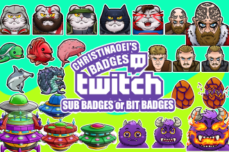 draw amazing twitch kick youtube sub badges or bit badges for you