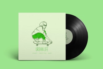 illustrate an aesthetic cartoon album cover for you