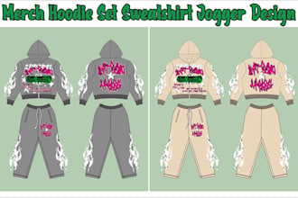 create streetwear merch hoodie set sweatshirt jogger design