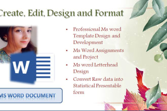 design ms word template, create word assignment, edit design format ms word docs
