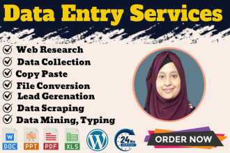 do data entry, internet research, email listing and copy paste