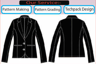 make digital sewing pattern, grading for any garments in PDF