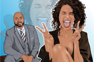 draw cartoon avatar or cartoon portrait or vector portrait