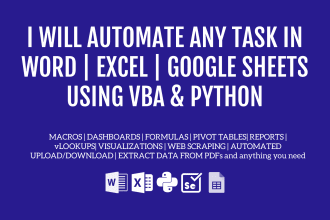 do google sheets, word, or excel automation using vba macros