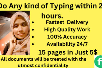 do accurate fast typing of 100 pages  within 24hours