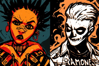 draw dark, punk, goth, horror character in comic like style