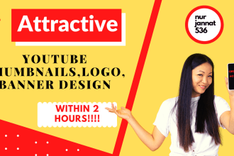 create a new youtube channel,logo design,banner design, thumbnail for you