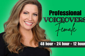 record female english podcast intro outro bumper voice over