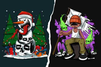 draw custom cartoon illustration design for t shirt