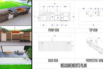 create a 3d outdoor kitchen , deck , porch , gazebo , garden