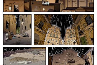 draw you a comic page in my style based on your script and characters