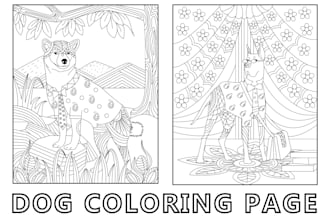 create dog coloring book page for children and adults