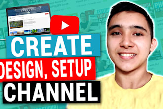 create and setup youtube channel with logo, art, intro, outro