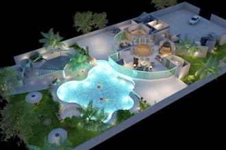 do 3d realistic  landscape design, backyard and visualization