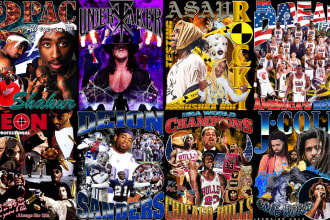 design a crazy 90s vintage bootleg rap tee shirt old school