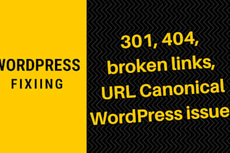 fix 301, 404, broken links, URL canonical wordpress issues