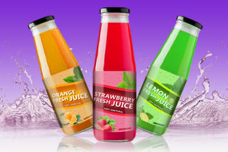 design juice label and bottle box label design for you