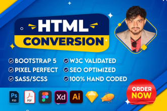 convert figma to HTML, xd to HTML, psd to HTML fully responsive