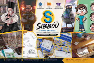 create custom illustrations for board and card games, apps, books and comics