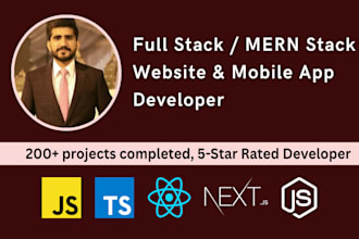 be react js, react native, next js, node js or mern stack developer