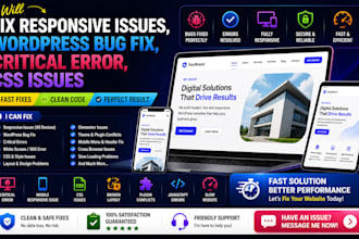 fix responsive issues, wordpress bug fix, critical error, CSS issues