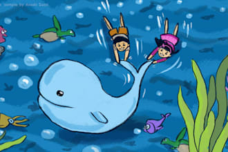 illustrate children picture book, covers, colouring pages