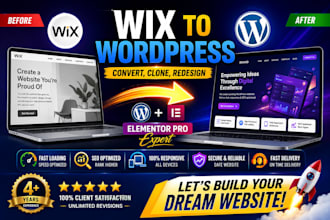 convert, transfer, clone wix, squarespace, weebly to wordpress website