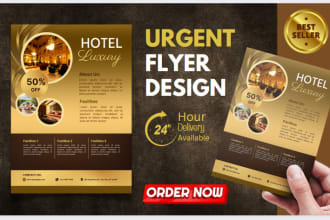 do the urgent flyer, brochure or postcard design fast