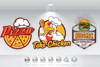 design fast food, pizza, burger, grill and restaurant logo
