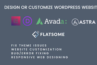 design or customize elementor, divi, avada, and astra theme