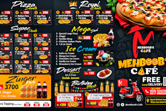 design a modern restaurant menu and food menu