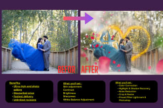 photoshop and edit retouch on your wedding photos