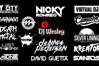 do typography band rock dj music and edm logo design
