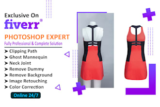 do ghost mannequin and neck joint and remove dummy professionally