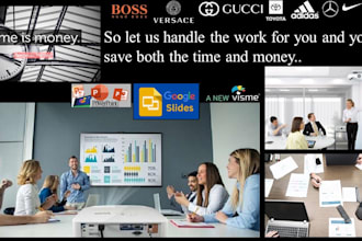 design powerpoint visme or google presentations or modify