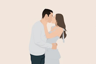 draw faceless, minimalist digital portrait illustration