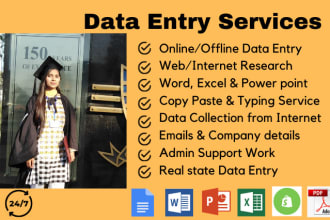 be your virtual assistant for data entry, web research, word, excel, copy paste
