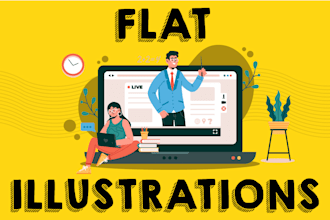 create flat 2d vector illustrations