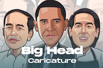 draw unique big head caricature from your photo