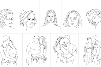 draw detailed or simple line art illustration for